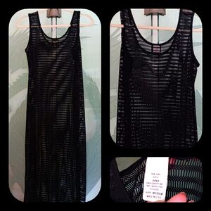 Fashion Black Open Stitch Horizontal Striped Sleeveless Maxi.